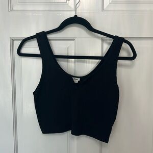 Black Ribbed Crop Top